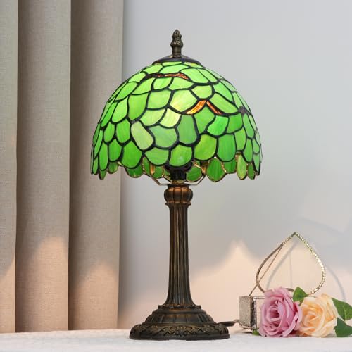 Tiffany Stained Glass Small Table lamp, Cute and Unique Green Leaf Style Bedside Table, Bedroom Living Room Kitchen countertop Decoration Table lamp, Atmosphere lamp - color: Tiffany Lamp T