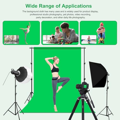 PULUZ Green Screen Backdrop with 4 Fixing Clip, 3.3 x 6.6 Ft Photography Chroma Key Greenscreen Background for Streaming Zoom, Live Streaming, Photo Video Studio - size: 3.3 x 6.6 Ft