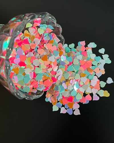 Iridescent Heart Confetti, Multicolor Valentines Day Table Scatter Sequins Heart Scatter for Wedding Bridal Shower Birthday Party - color: Multicolor