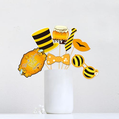 INNORU Bee Honey Photo Booth Props, Bumble Bee Baby Shower Photoshoot New Mom Wedding Party Photography Props Favor Centerpiece Sticks Decorations 30 PCS