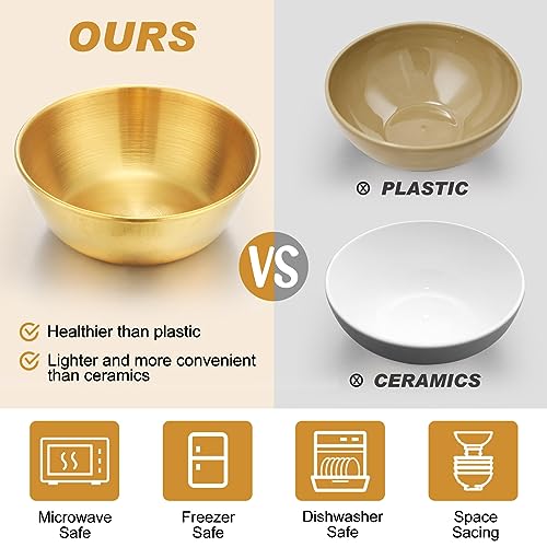 Tanlade 50 Pcs Metal Sauce Bowls 3.2 Inch Round Stainless Steel Seasoning Dishes Cups Mini Saucers Plates Small Sushi Dipping Bowls for Prep Ramekins Kitchen Party Supplies(Gold) - color: Gold