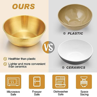 Tanlade 50 Pcs Metal Sauce Bowls 3.2 Inch Round Stainless Steel Seasoning Dishes Cups Mini Saucers Plates Small Sushi Dipping Bowls for Prep Ramekins Kitchen Party Supplies(Gold) - color: Gold