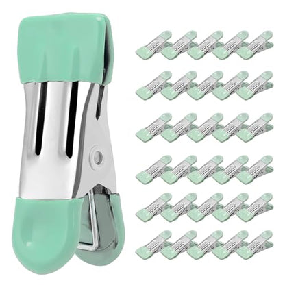 Clothes Pins Heavy Duty 30 Pack - 2.17 Inch Metal Chip Clips, Clothespins for Photo Drying Clothesline Laundry Sock, Bag Clips for Food Kitchen Stainless Steel with Rubber, Light Green - color: Light Green