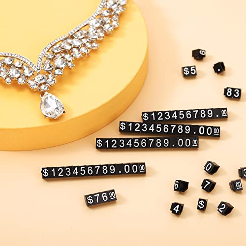 Vicenpal 100 Sets Price Display Cube Number Letter Price Tag Cube Blocks Adjustable Counter Stand Label for Retail, Jewelry, and Shop Pricing(Black with White) - color: Black With White