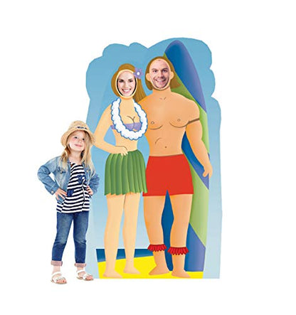 Cardboard People Surfer Couple Holding Surfboard Stand-in Life Size Cardboard Cutout Standup - color: Surfer Couple Surfboard