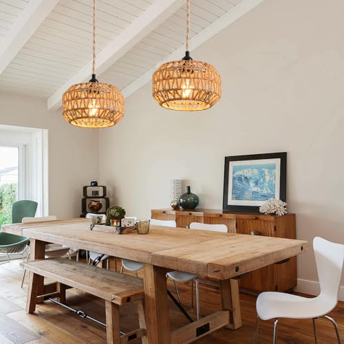 Plug in Pendant Light, Industrial Hanging Light with Plug in Cord Hemp Rope On/Off Switch Farmhouse, Vintage Hanging Lamps for Dining Room - color: Bronze