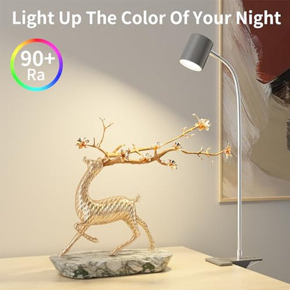 Dott Arts Desk Lamp,USB Clip On Light with 3 Color Modes,LED 10 Levels Brightness Reading Lamp, 360°Gooseneck Book Light,Eye-Care Reading Light for Home Office,Headboards Grey - color: Gray