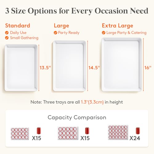 Lifewit Serving Tray for Party Supplies, Reusable Serving Platter for Catering, Snack, Fruit, Charcuterie, Appetizer, Plastic Food Trays, Hosting Essentials, BPA Free, 4 Pcs, Extra Large(16" x 12") - size: Extra Large(16x12)