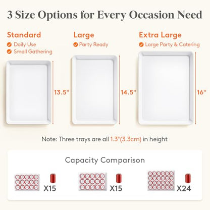 Lifewit Serving Tray for Party Supplies, Reusable Serving Platter for Catering, Snack, Fruit, Charcuterie, Appetizer, Plastic Food Trays, Hosting Essentials, BPA Free, 4 Pcs, Extra Large(16" x 12") - size: Extra Large(16x12)