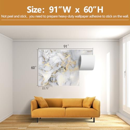 Abstract Marble Wallpaper Gold Art Textured Wall Mural Office Living Room（Not Peel and Stick） - color: Cybh-927, size: 91" x 60"
