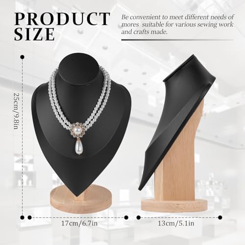 Necklace Display Stand Bamboo Jewelry Bust Display Stands Necklace Bust for Selling for Vendors (Black, 9.2 * 6.1 Inch) - color: Black, size: 9.2 *6.1 Inch