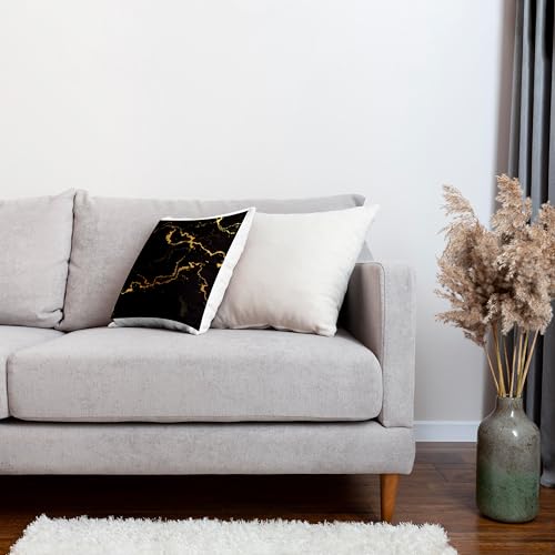 3dRose Image of Black and Yellow Marble Texture, Faux Stone Backdrop 16x16 inch Pillow Case