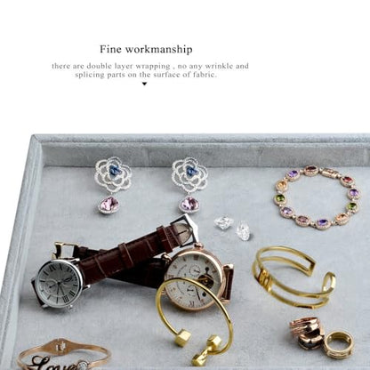 Oirlv Velvet Stackable Jewelry Trays Grids Rings Earrings Bracelet Watch Showcase Display Tray - size: 1 Grid Tray