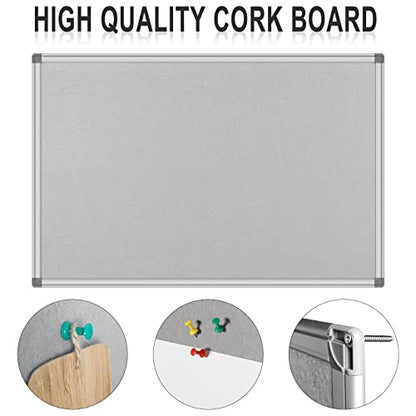 36x24-Inch Gray Felt Bulletin Board with Silver Aluminum Frame – Perfect for Home, Office, and Classroom - size: 24 x 36 inch