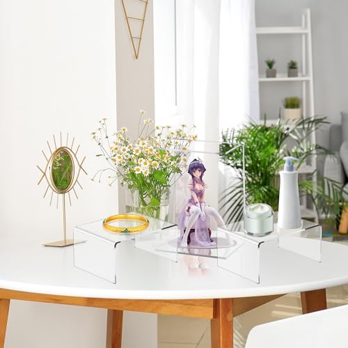 Jusalpha 12 Packs Clear Acrylic Display Risers Showcase for Jewelry, Risers Display for Funko POP Figures,Clear Cake Stands for Candy Dessert Table Decorations 4" x 3''x 2'' (12 PC)… - size: 12 PC