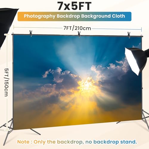 5x7ft Photography Backdrop Sunset Sun Coming Clouds Photo Backdrop Photography Background for Photoshoot Portrait Video Party Photo Studio Prop Booth - color: Color3