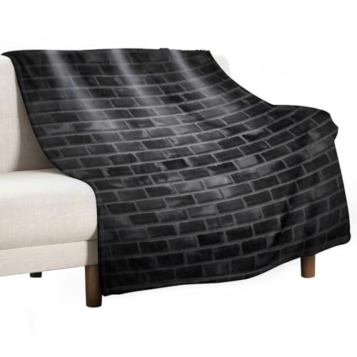 Black Brick Wall Print Throw Blanket Stone Wall Print Blanket for Sofa Bed Couch Chair Or Dorm 30"x40" - color: Style-1, size: 30"x40"