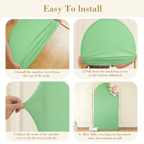Green Brown Arch Backdrop Cover 6.6ft Spandex Wedding Arch Cover for Baby Shower Birthday Party Bridal Shower Balloon Arch Stand Cover Double Sided Banquet Photo Arch Covers Stretchy Backdrop - color: Green Brown, size: 6.6FT