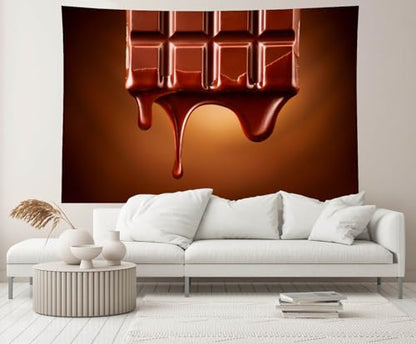 12x10ft Chocolate Backdrop for Photography Sweet Chocolate Bar Dripping Over Dark Brown Background Candyland Baking Choc Themed Party Decor Birthday Banner Children Photo Shoot Props - size: 12x10FT