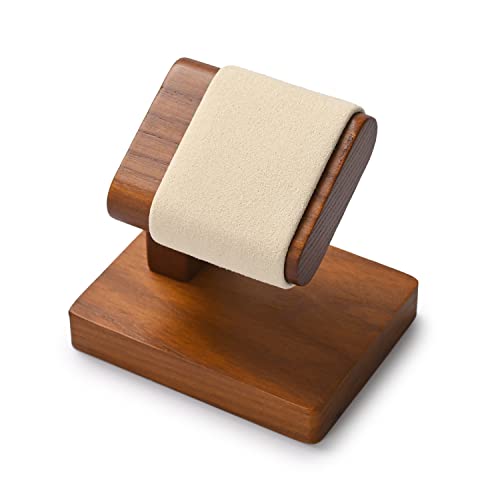Solid Wood Single Watch Display Stand for Men Jewelry Watch Showcase Stand Display (Beige) - color: Beige
