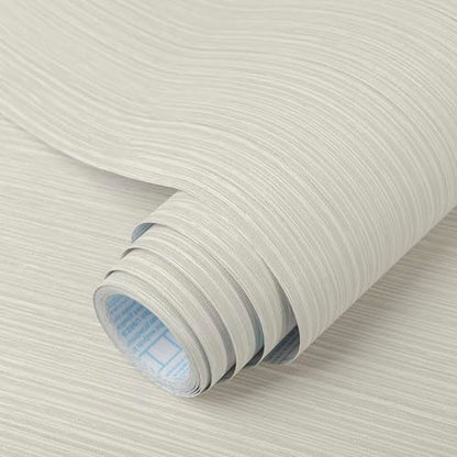 TANONE Grasscloth Peel and Stick Wallpaper 17.7'' x 197'' Self-Adhesive Removable, Faux Imitation Cloth Textured Wallpaper DIY Contact Pape Waterproof Vinyl Film for Furniture Wall Covering, Beige - color: Beige Grey Sliver, size: 15.7" x 197"