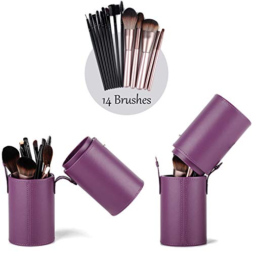 Narwey Makeup Brush Holder Travel Brushes Case Bag Cup Storage Dustproof for Women (Purple) - color: Purple