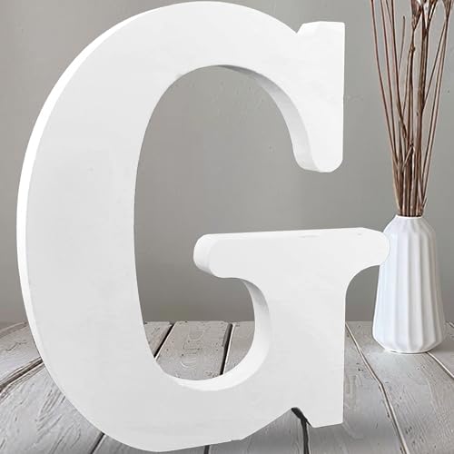 AOCEAN 12 Inch White Big Wood Letters Unfinished Wooden Letters for Wall Decor Decorative Standing Letters Slices Sign Board Decoration for Craft Home Party Projects (G) - color: G