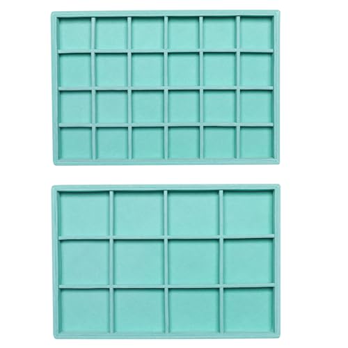 Frebeauty Stackable Velvet Jewelry Organizer Trays for Drawers Inserts Jewelry Storage Tray Display Case, Stud Earrings Bracelets Necklace Rings Accessories Trays for Women(Set of 2)(Turquoise) - color: Turquoise, size: Set 2