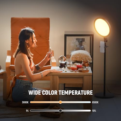 NEEWER Basics 12" 24W Large Ring Light with 68" Stand/Phone Holder/Remote for iPhone Video Recording Selfie Streaming Makeup Studio Photography, 3000K-6500K CRI98 Full Screen LED Panel Lighting, BR13 - style: BR13