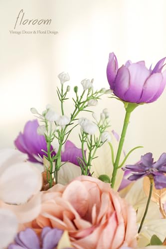 Floroom Artificial Greenery Stems Box Set, 45pcs with 9 Kinds of Faux Greenery Flowers Picks for DIY Bridal Bouquets Wedding Floral Arrangement Table Centerpieces, Lavender & Gold - color: Lavender & Gold