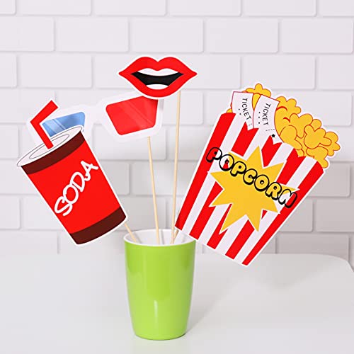 21Pcs Photo Booth Props for Movie Night Themed Party Supplies Photobooth Kit for Birthday, Wedding, Graduation, Bachelorette Party Decorations