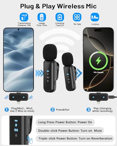 Vlogging Kit for iPhone/Android, 71" Selfie Stick Tripod for iPhone with Fill Light, Wireless Mic & Remote, Adjustable Aluminum Phone Tripod for TikTok/YouTube Content Creator Essentials Starter Kit‌