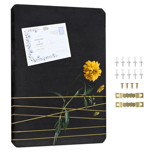 DOLLAR BOSS Bulletin Board with Velvet 16'' x 12'' Cork Boards for Walls Small Pin Board Photo Display Office Wall Organizer, Jewelry Storage, Home Girls Dorm Decor with 10 Pushpins, Black - color: Black