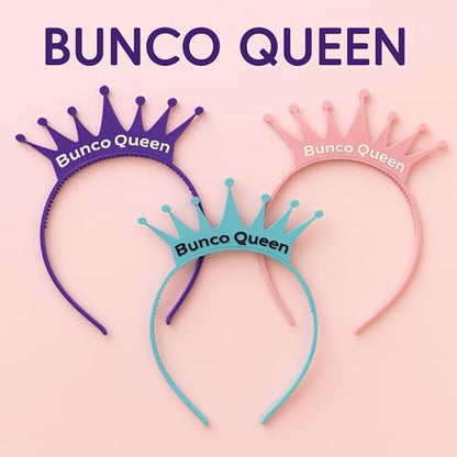 Bunco Queen Headband 3 Pack – Winner Prize, Hostess Gift, Game Night Favor for Women