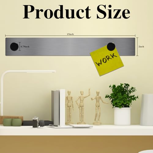 Lockways Magnetic Whiteboard Strip Set 4 Pieces 2 x 15 Inch Bulletin Board bar, Silver Stainless, Adhesive Backing Memo Board for Office, Magnetic Calendar, Photos, Name Cards & Papers