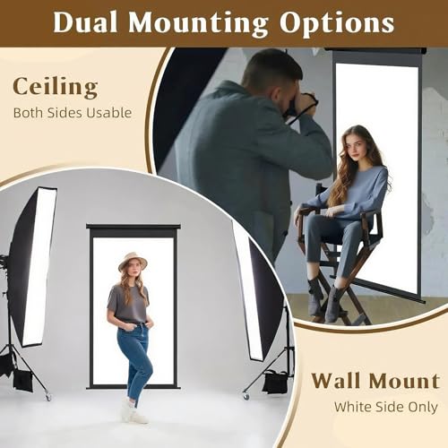 Retractable White Photography Backdrop 36"x59", Portable Roll-Up, Pull-Down Background, Auto-Lock Backdrop Screen for Passport Photo, Product Photography, Headshots, Video Studio - color: White