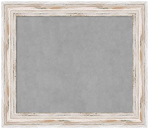 Amanti Art White Framed Magnetic Board 25x29 Medium Vision Board for use with Magnets, 100% Metal Sheet to Display Items as Office Decor or for Home Organization in mudroom, Kitchen or Kids Room - color: Alexandria White Wash, size: 29"W x 25"H