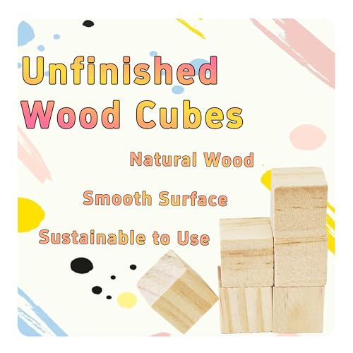 100Pcs 0.59” inch Unfinished Natural Wooden Cubes, Square Craft Wood Blocks for DIY Projects, Blank Wood Squares for Art, Building, Personalized Crafts, Wedding Decor, and Creative Displays - size: 1.5cm