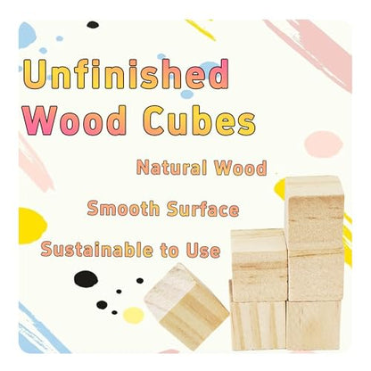 100Pcs 0.59” inch Unfinished Natural Wooden Cubes, Square Craft Wood Blocks for DIY Projects, Blank Wood Squares for Art, Building, Personalized Crafts, Wedding Decor, and Creative Displays - size: 1.5cm