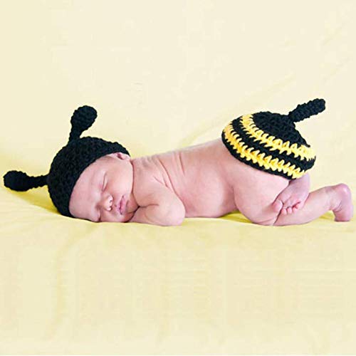 Matissa Newborn Baby Girl/Boy Crochet Knit Costume Photography Prop Hats Outfits - color: Baby Bee