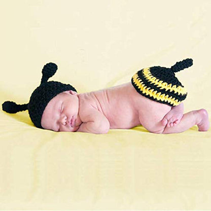 Matissa Newborn Baby Girl/Boy Crochet Knit Costume Photography Prop Hats Outfits - color: Baby Bee