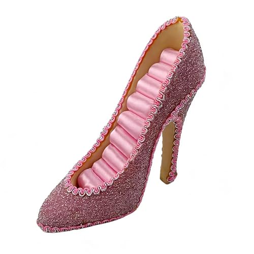 Ring Holder High Heel Shoe Design Fashion Jewelry Organizer Display Birtyday Gift (Pink) - color: Pink