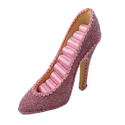 Ring Holder High Heel Shoe Design Fashion Jewelry Organizer Display Birtyday Gift (Pink) - color: Pink