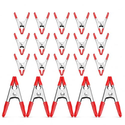 WORKPRO 20-Piece Steel Spring Clamps, 4 Inch(5 Pcs) & 2 Inch(15 Pcs), Heavy Duty Spring Metal Spring Clamps, 1"&0.75" Jaw Opening, for Wood Working, DIY, Photo Studio Backdrops Backgrounds