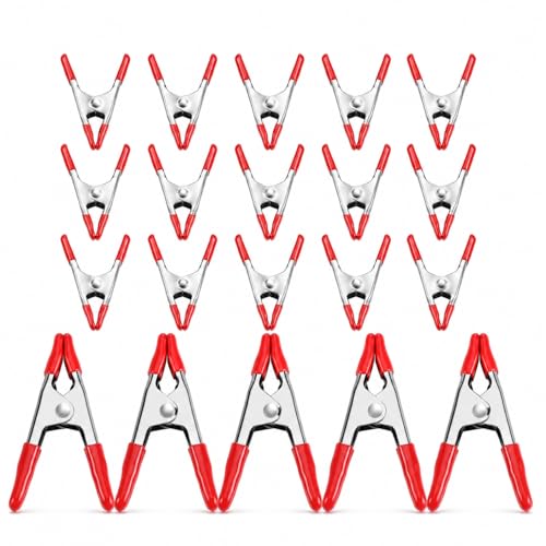 WORKPRO 20-Piece Steel Spring Clamps, 4 Inch(5 Pcs) & 2 Inch(15 Pcs), Heavy Duty Spring Metal Spring Clamps, 1"&0.75" Jaw Opening, for Wood Working, DIY, Photo Studio Backdrops Backgrounds