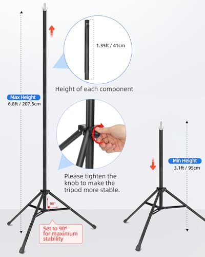 Hemmotop 7x5ft (HxW) T-Shape Photo Backdrop Stand, Portable Green Screen Stand Only with 5 Clip Clamps and Carry Bag, Adjustable Background Support Kit for Birthday, Baby Shower, Parties, Photoshoots - size: 7x5ft