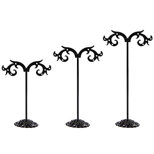 Black Earring Stand Detachable Metal Earring Display Storage Rack for Photography Jewelry Props Show Closet Retail Store Display 3 Pcs, Hook Shape