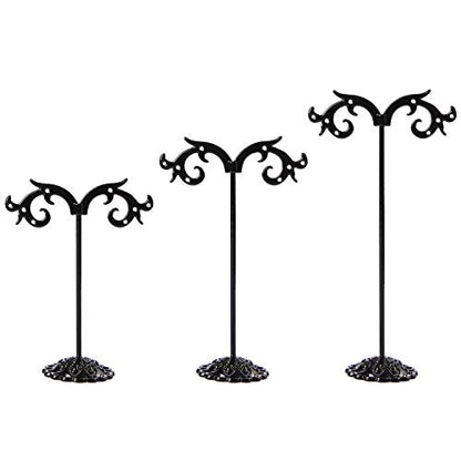 Black Earring Stand Detachable Metal Earring Display Storage Rack for Photography Jewelry Props Show Closet Retail Store Display 3 Pcs, Hook Shape