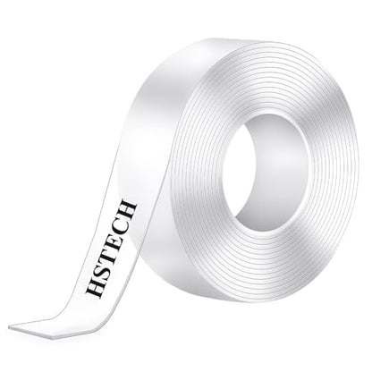 HSTECH (1in 10Ft) Double Sided Tape Heavy Duty Acrylic Sticky Mounting Tape Clear Removable Strong Two Sided Adhesive for Sign/Photo/Poster/Picture Mount/Paste Items/Craft Wall Mounting