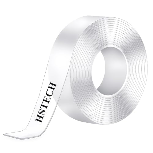 HSTECH (1in 10Ft) Double Sided Tape Heavy Duty Acrylic Sticky Mounting Tape Clear Removable Strong Two Sided Adhesive for Sign/Photo/Poster/Picture Mount/Paste Items/Craft Wall Mounting